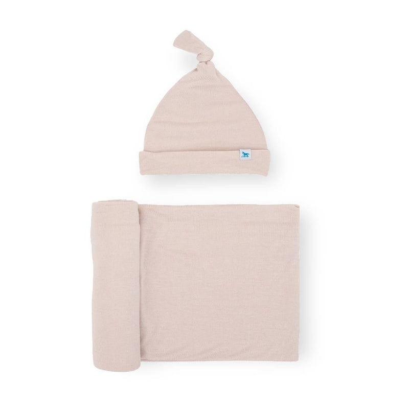 Little Unicorn Stretch Knit Hat and Swaddle Set - Soft Blush