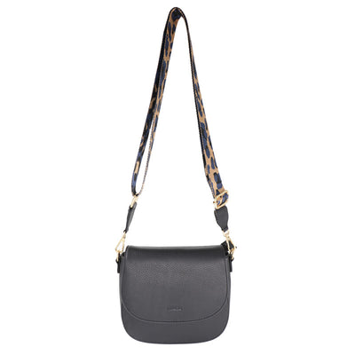 Baron Leather Crossbody Bag With Webbing Strap