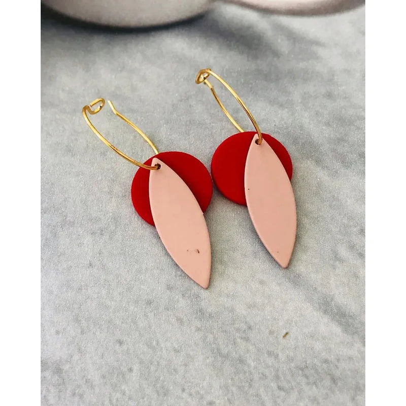 Twigg Disc Petal Earrings - Pink and Red
