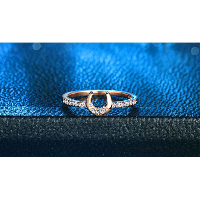 Sterling Silver Rose Gold Horseshoe Ring
