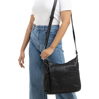 Greenwood Layla Leather Shoulder Bag - Black