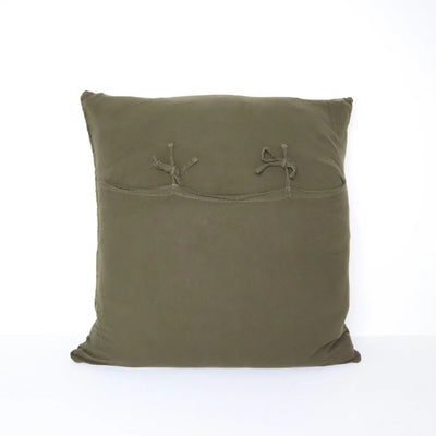 Mason Bee Velvet Cushion - 60 x 60cm - Olive Green