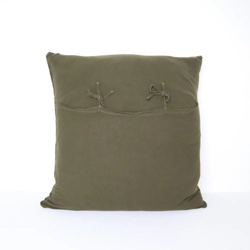Mason Bee Velvet Cushion - 60 x 60cm - Olive Green
