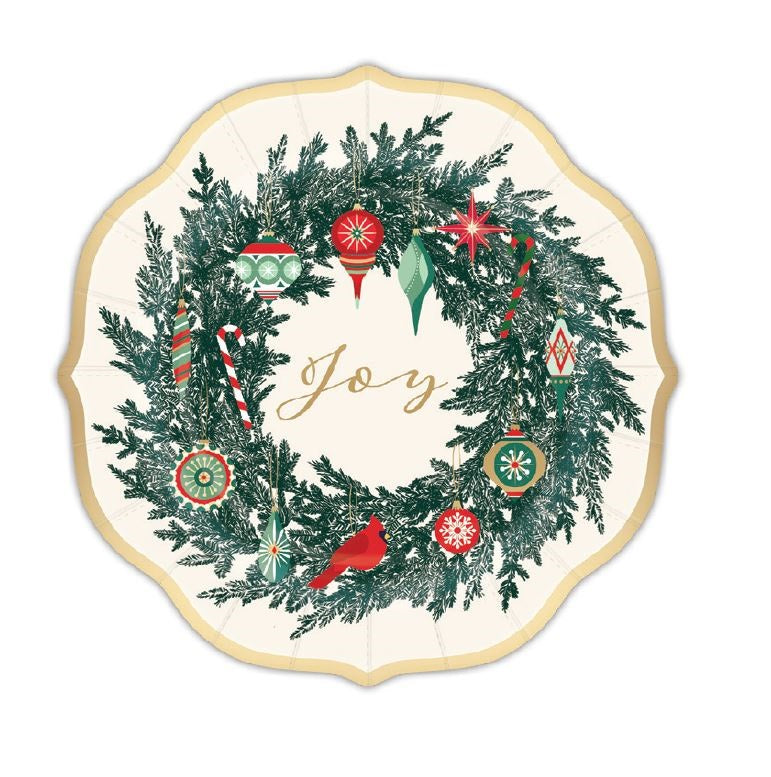 Punch Studio - Wreath 8 Pkt - Christmas Paper dinner plates