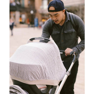 Little Unicorn - Muslin Car Seat Canopy V2 - Grey Stripe