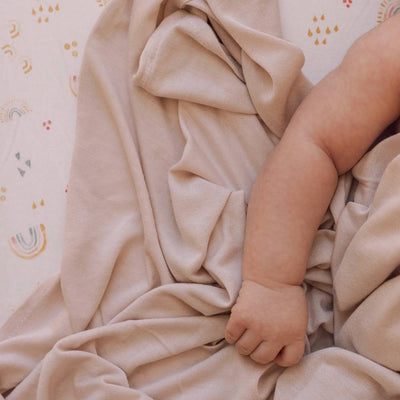 Little Unicorn Stretch Knit Hat and Swaddle Set - Soft Blush
