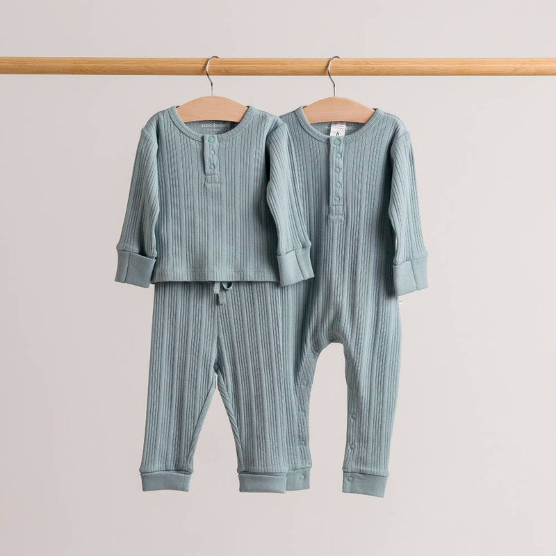 Woolbabe Organic Cotton/Merino Relaxed Pants - Tide Marl