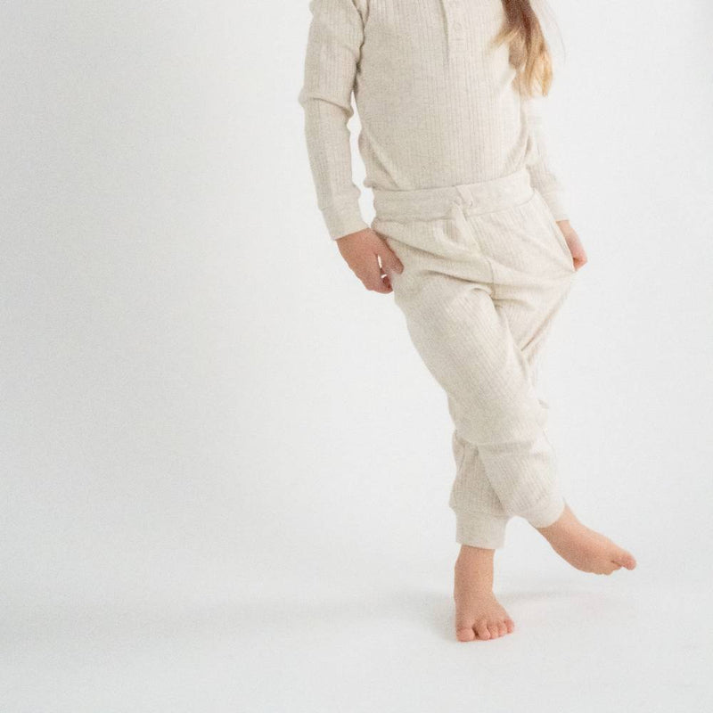 Woolbabe Organic Cotton/Merino Relaxed Pants - Natural Marl