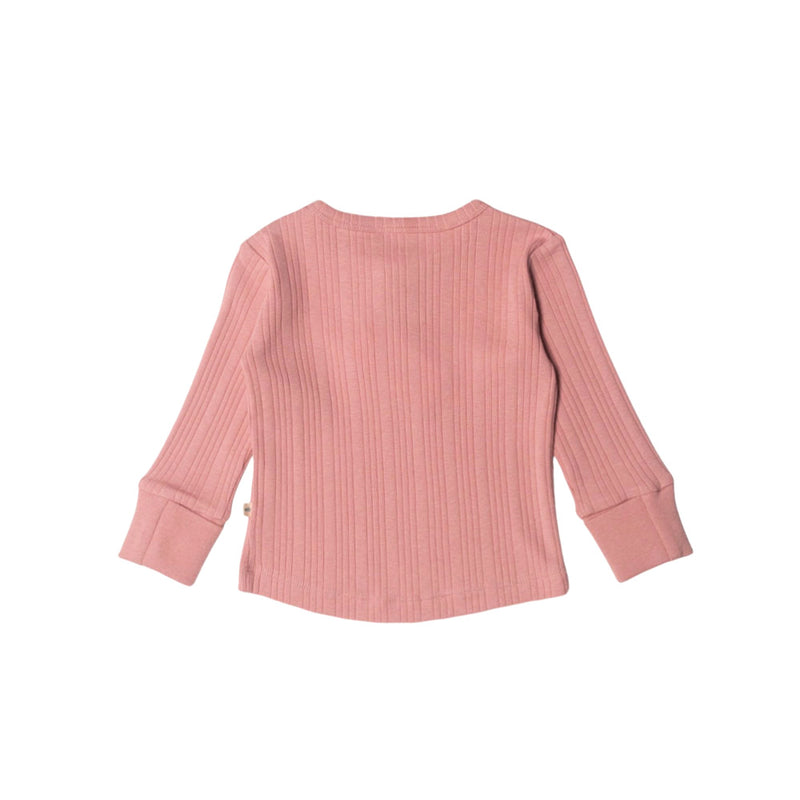 Woolbabe Organic Cotton/Merino Long Sleeve Henley Top - Dusk Marl