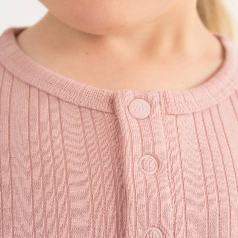 Woolbabe Organic Cotton/Merino Long Sleeve Henley Top - Dusk Marl
