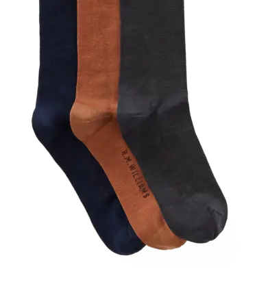 RMW Longhorn Wool Blend Sock - 3 Pack - Mocha Indigo