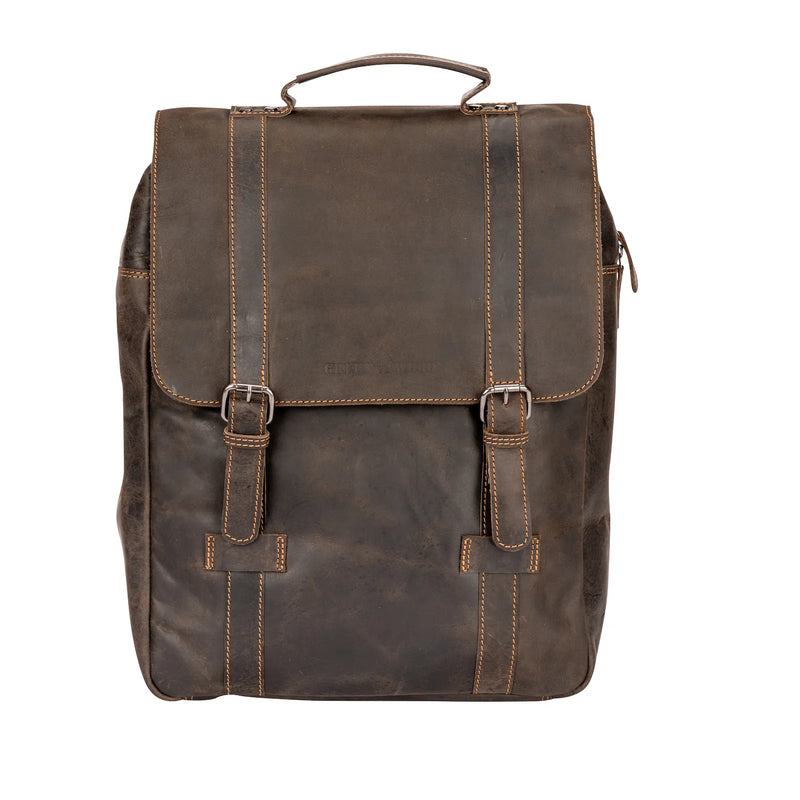 Greenwood Leather Melbourne Laptop Backpack - Brown
