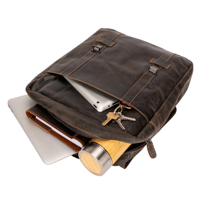 Greenwood Leather Melbourne Laptop Backpack - Brown