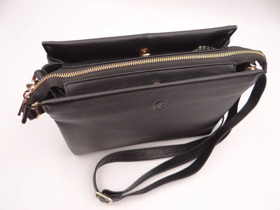 Second Nature Multi Pocket Leather Handbag - Black