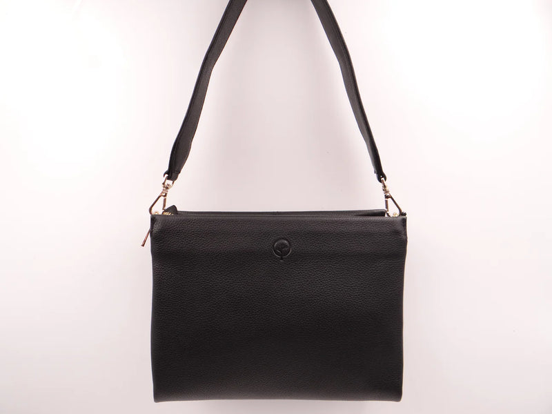Second Nature Multi Pocket Leather Handbag - Black