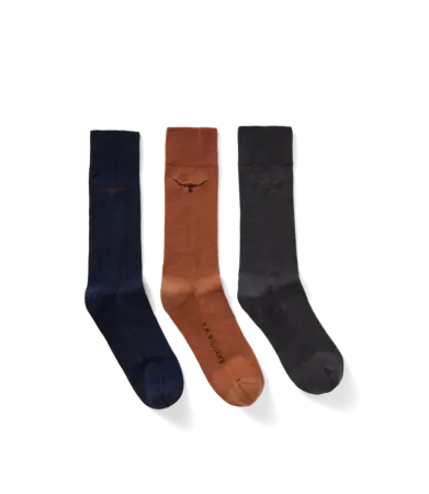 RMW Longhorn Wool Blend Sock - 3 Pack - Mocha Indigo