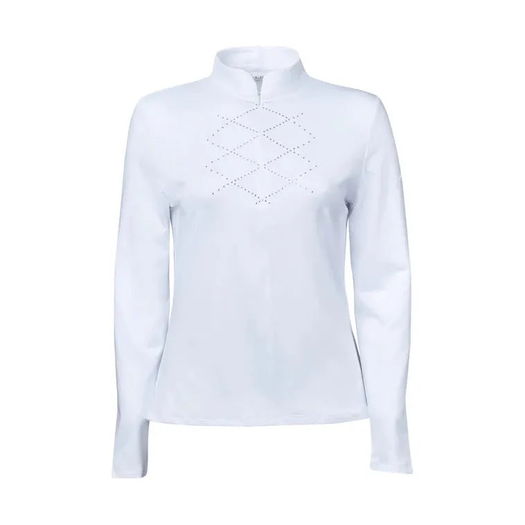 Dublin Black Ladies Vienna Strass Trim Long Sleeve Competition Shirt