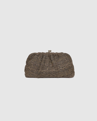 Louenhide Goldie Clutch - Raffia Chocolate