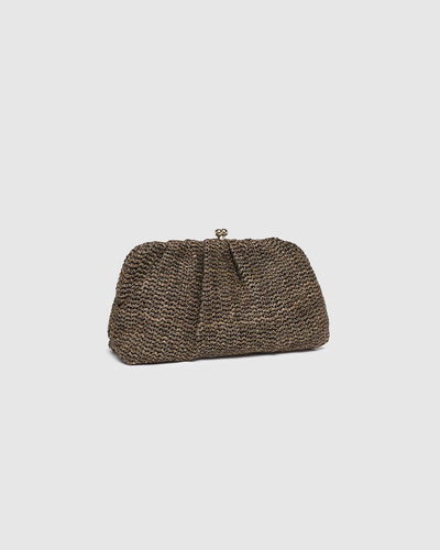 Louenhide Goldie Clutch - Raffia Chocolate