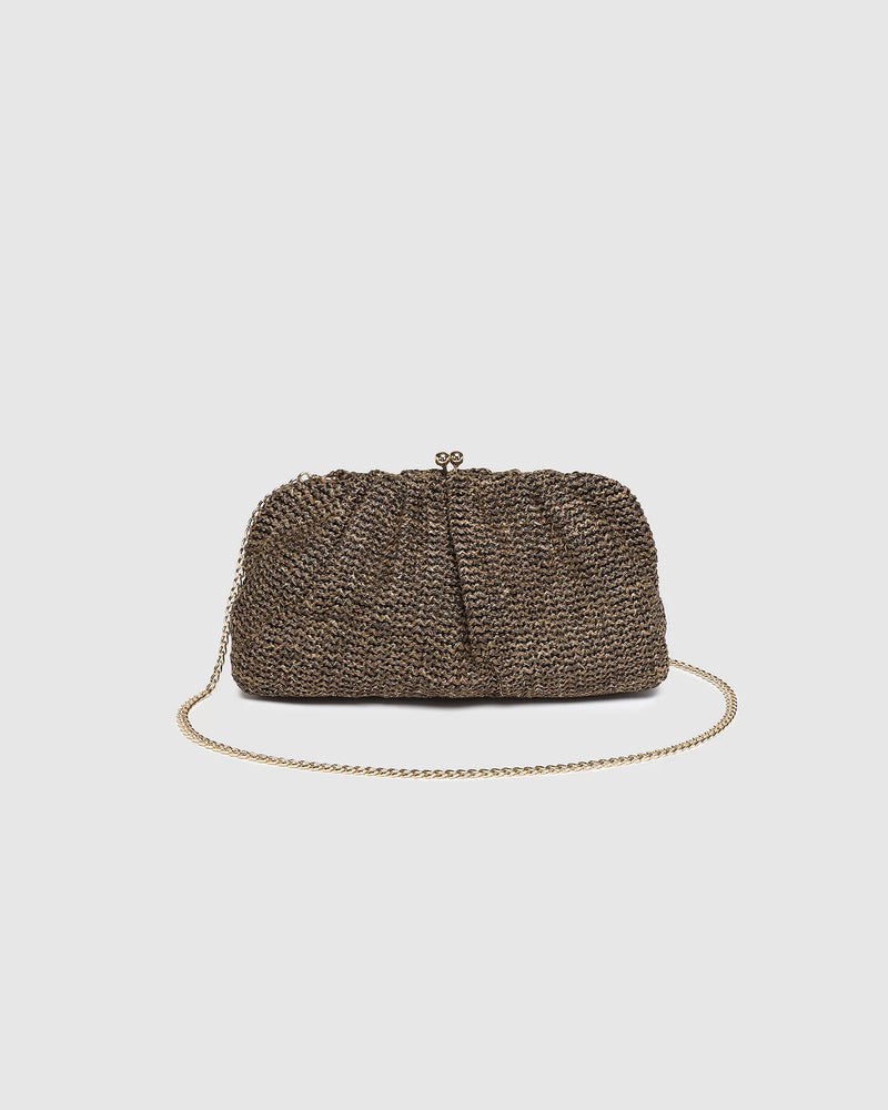 Louenhide Goldie Clutch - Raffia Chocolate