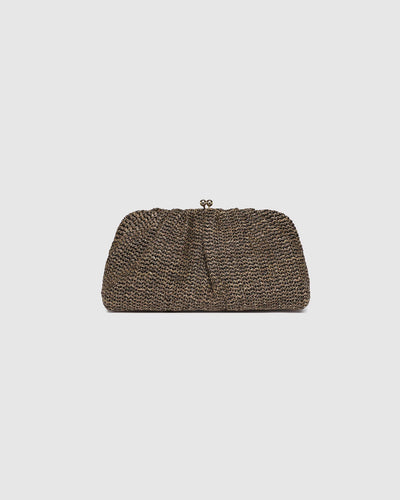 Louenhide Goldie Clutch - Raffia Chocolate