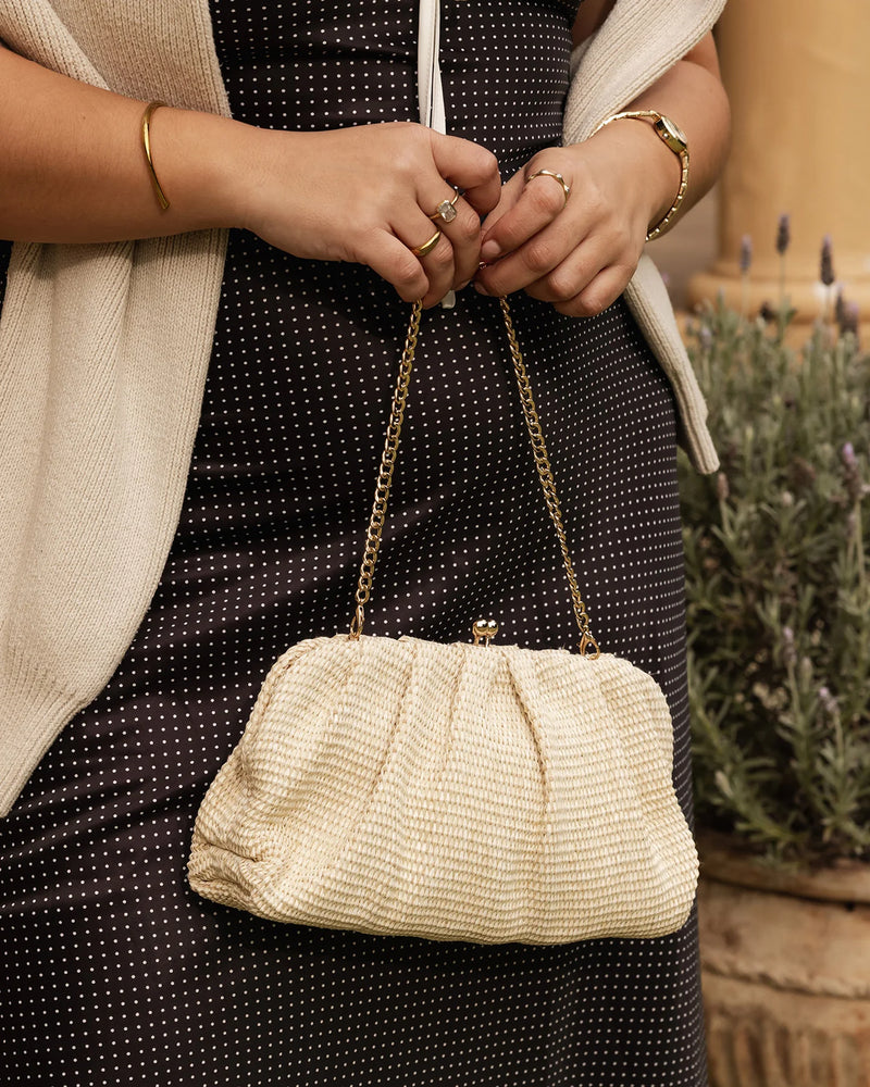 Louenhide Goldie Clutch - Raffia Vanilla