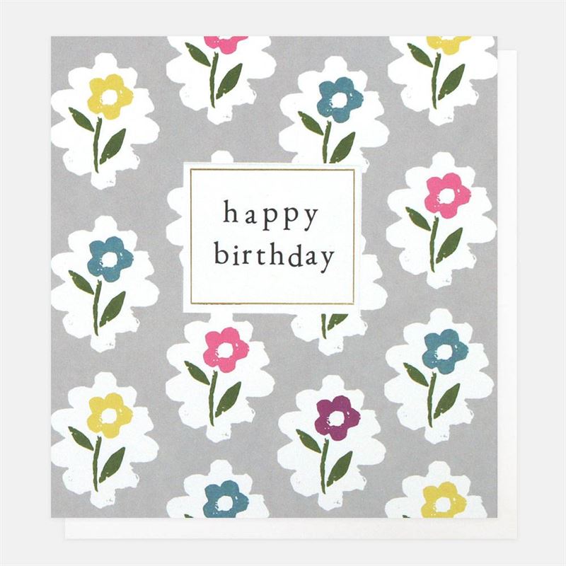 Happy Birthday Coloured Flowers