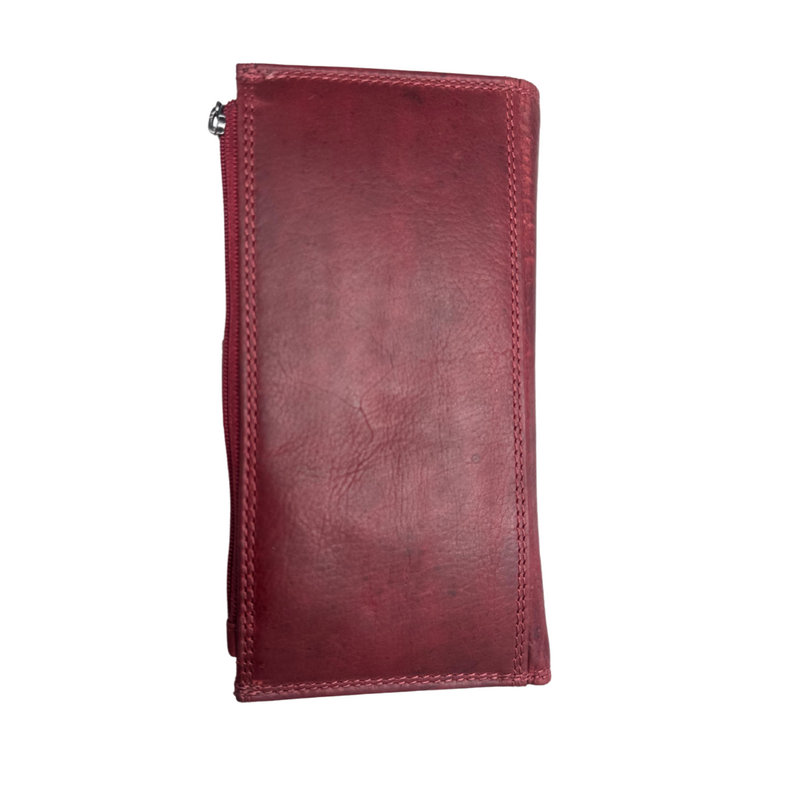 Greenwood Ladies 2 Zip Tab Leather Wallet - Red