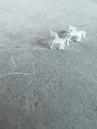 Twigg Sterling Silver Unicorn Stud Earrings