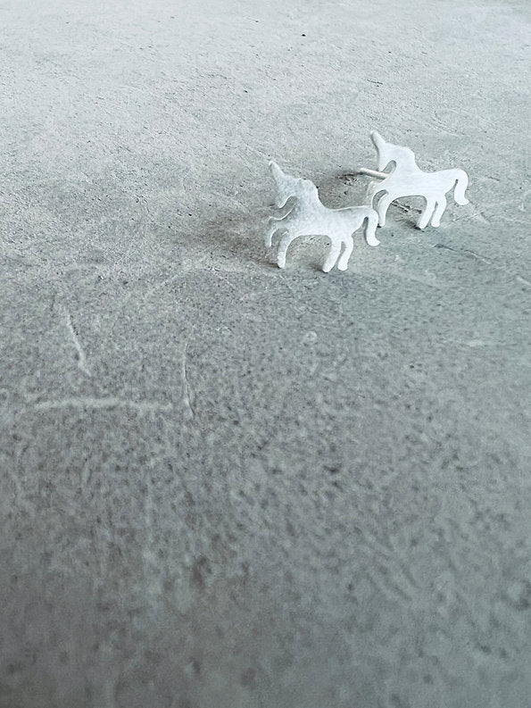 Twigg Sterling Silver Unicorn Stud Earrings