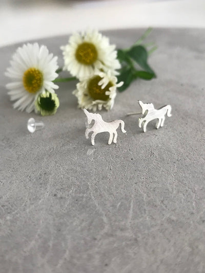 Twigg Sterling Silver Unicorn Stud Earrings