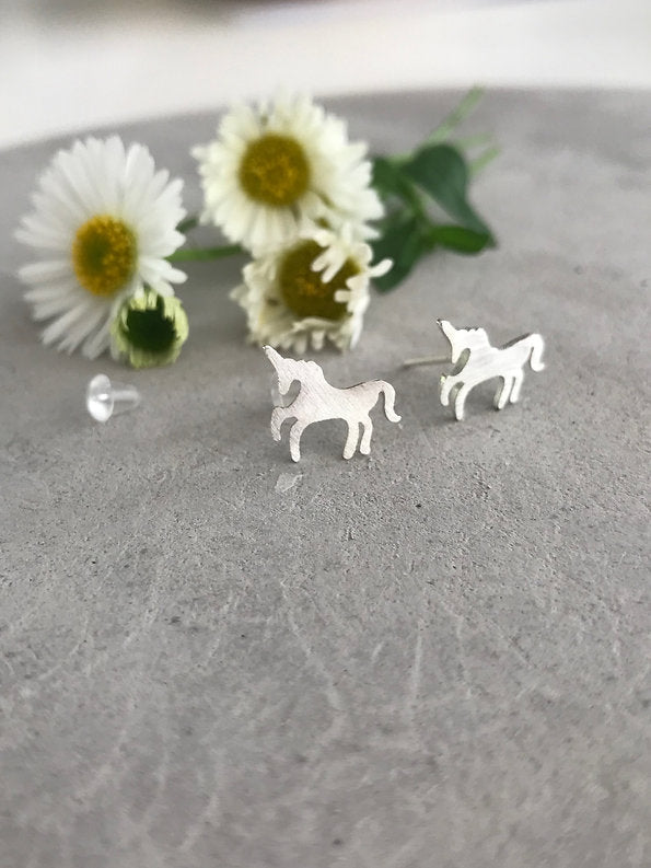 Twigg Sterling Silver Unicorn Stud Earrings