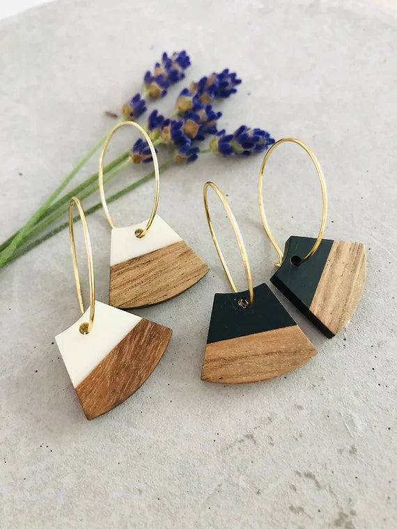Twigg Fan Wood Resin Earrings White One Size