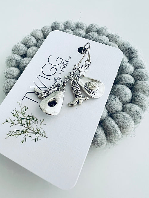 Twigg Equestrian Cowboy Boot Charm Earrings