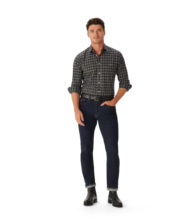 RMW Regular/Collins Poplin Check Shirt - Black/White