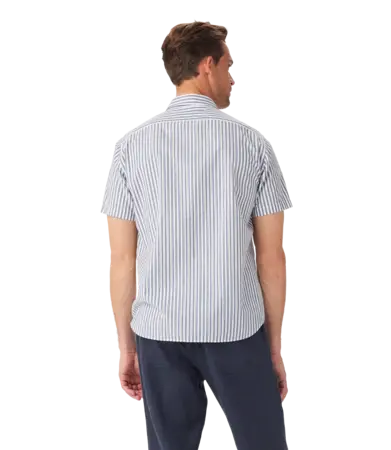 RMW Regular Short Sleeve Shirt - Blue White Stripe Poplin