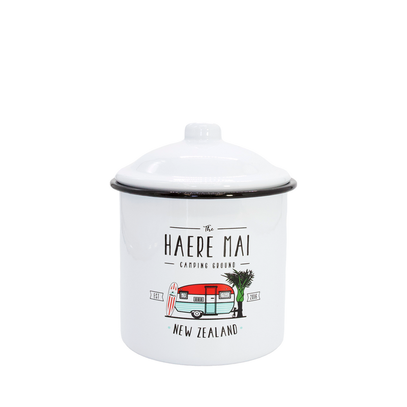Moana Rd Enamel Canister - Haere Mai