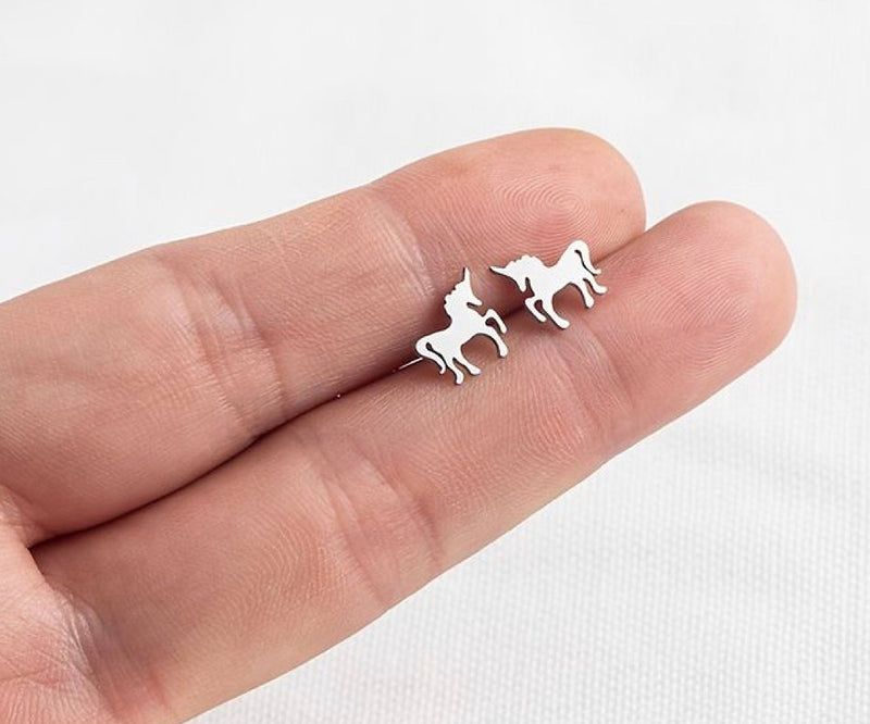 Twigg Sterling Silver Unicorn Stud Earrings