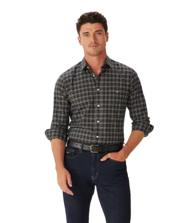 RMW Regular/Collins Poplin Check Shirt - Black/White