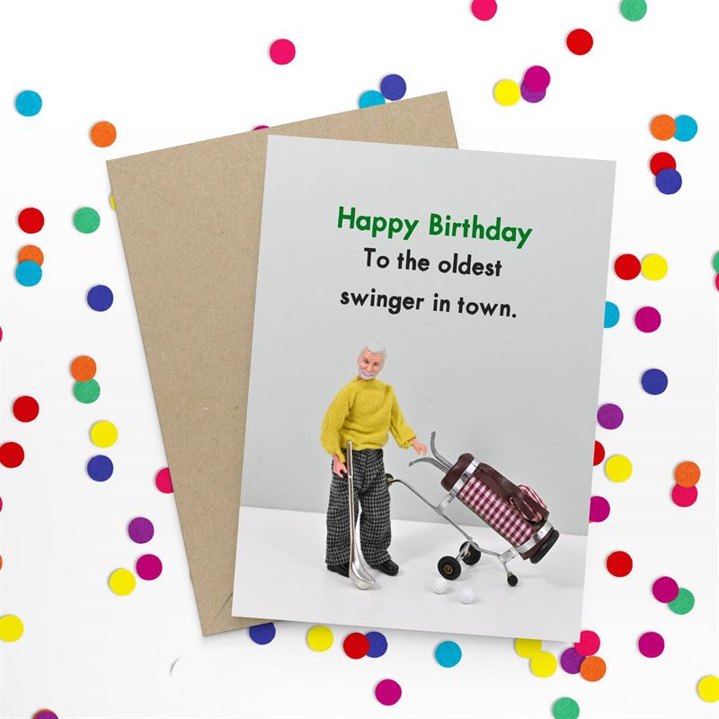 Bold & Bright - Oldest Swinger - Birthday Card