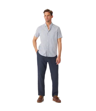 RMW Regular Short Sleeve Shirt - Blue White Stripe Poplin