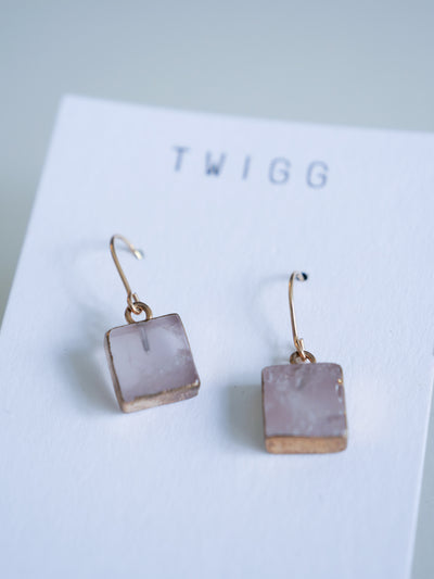 Twigg Alta Square Rose Quartz Earrings