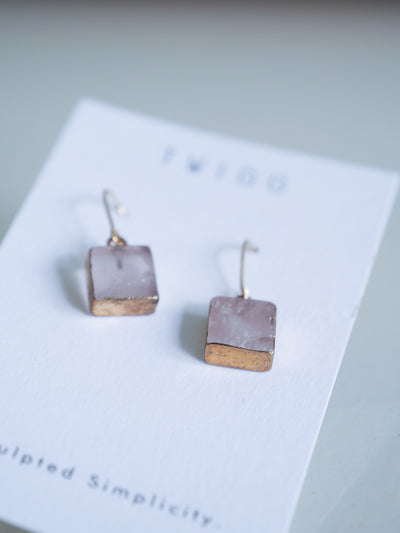 Twigg Alta Square Rose Quartz Earrings