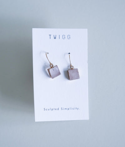 Twigg Alta Square Rose Quartz Earrings