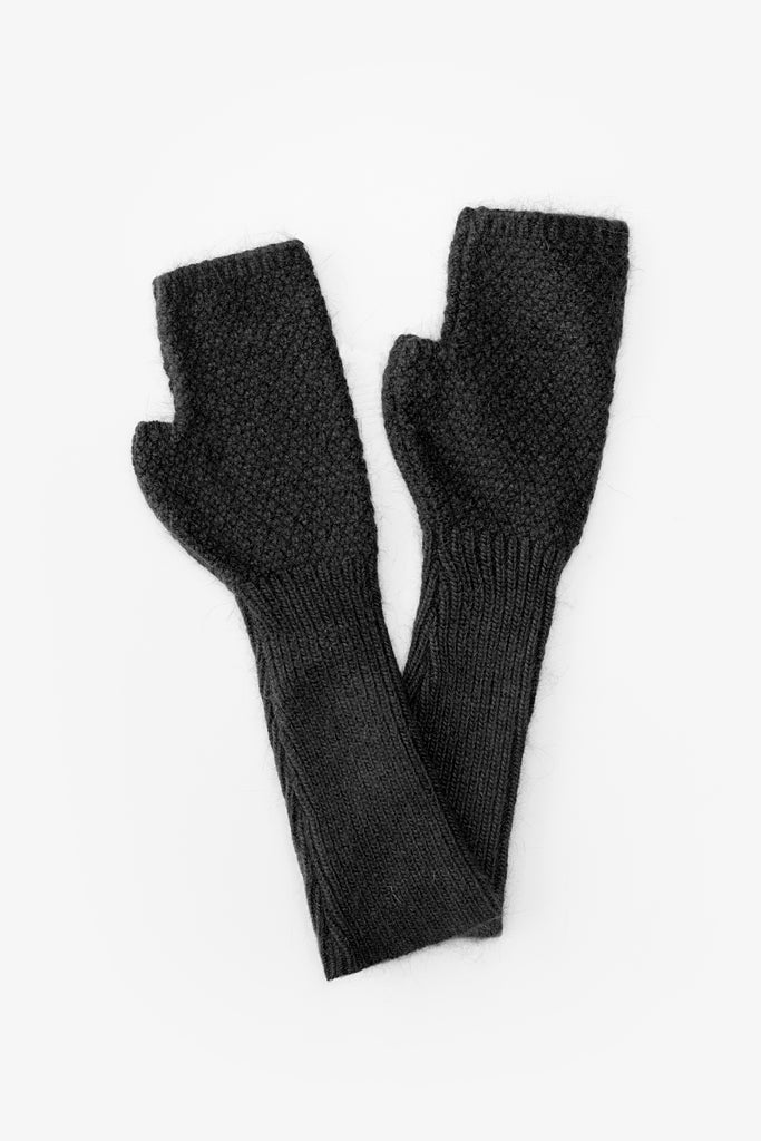 Antler Mabel Long Fingerless Gloves - Black