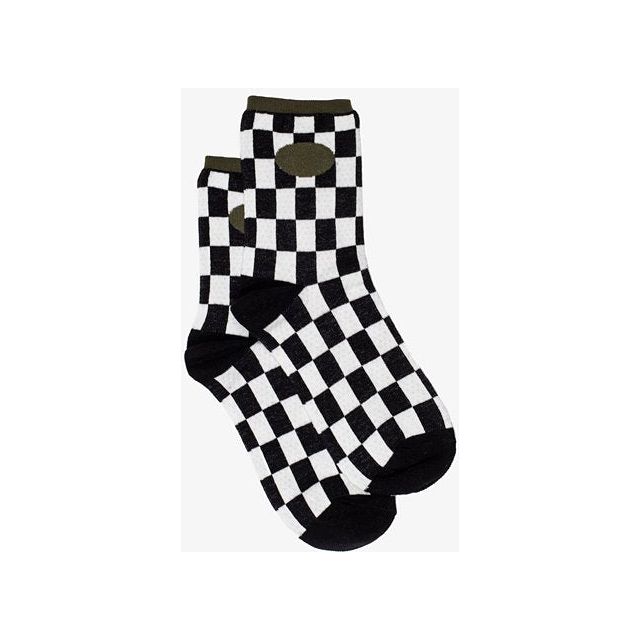 Antler Checkerboard Sock - Khaki and Black
