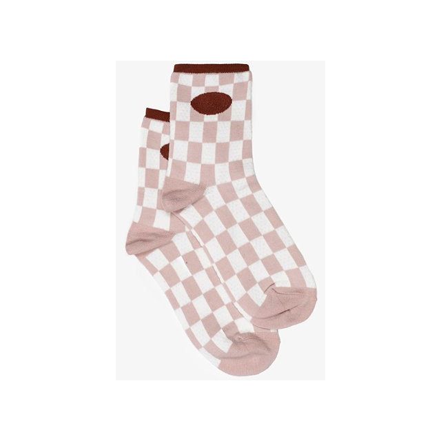 Antler Checkerboard Sock - Rust and Blush