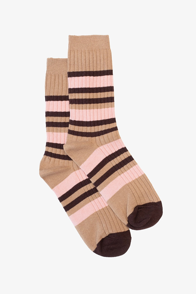 Antler Blush and Taupe Stripe Sock