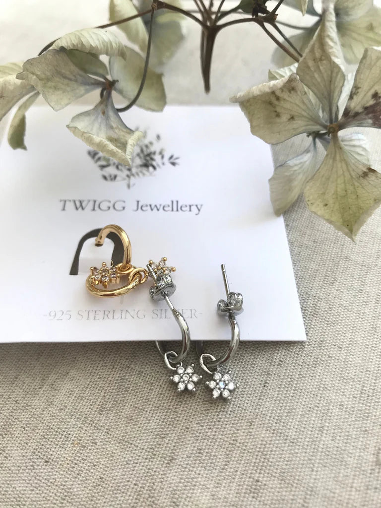Twigg Petite Daisy Stud Hoops Earrings