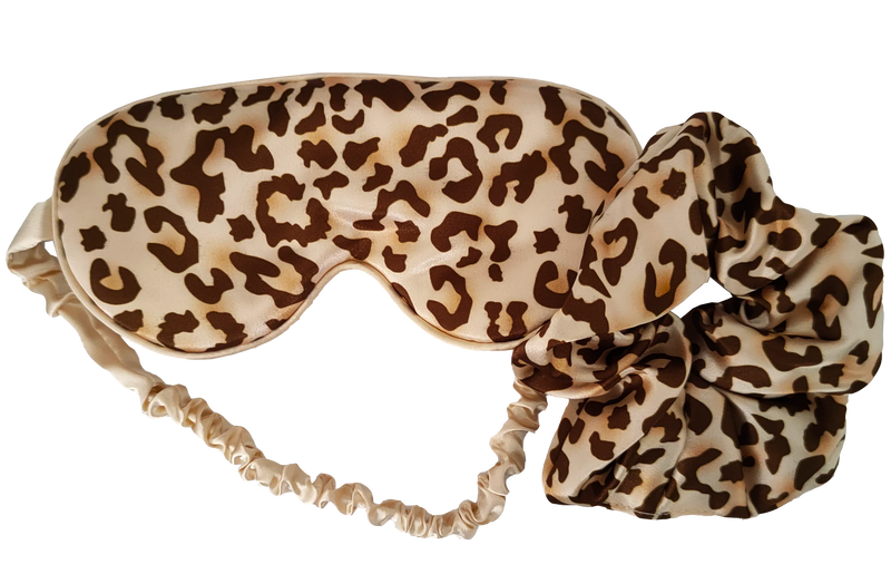 Bluhen - Leopard Print Satin Eyemask and Scrunchie